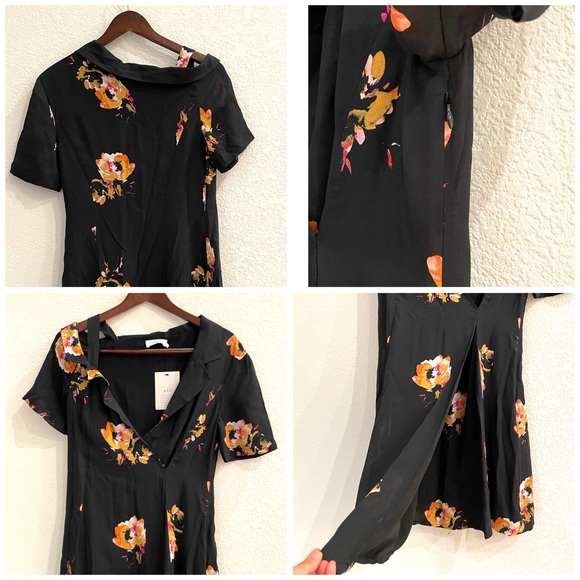 NWT A.L.C. Floral Silk Crepe Cold Shoulder Dress - Picture 9 of 13